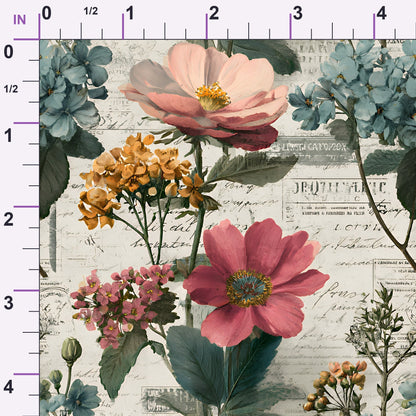 Postmarked Blooms Pattern 2 Minky Fabric