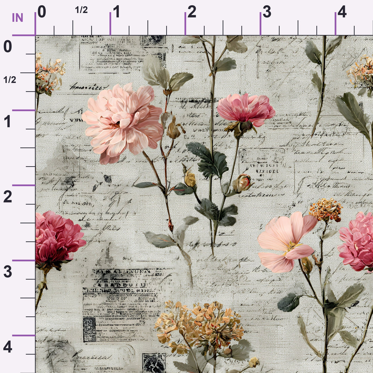 Postmarked Blooms Pattern 3 Minky Fabric