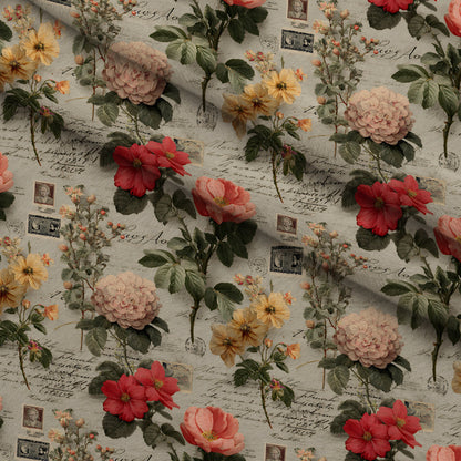 Postmarked Blooms Pattern 4 Minky Fabric