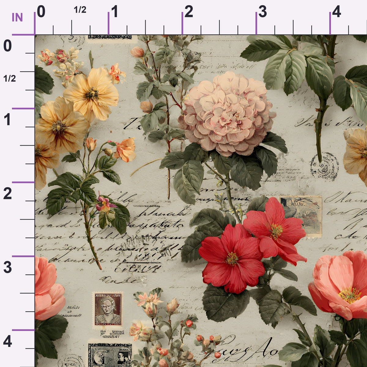 Postmarked Blooms Pattern 4 Minky Fabric