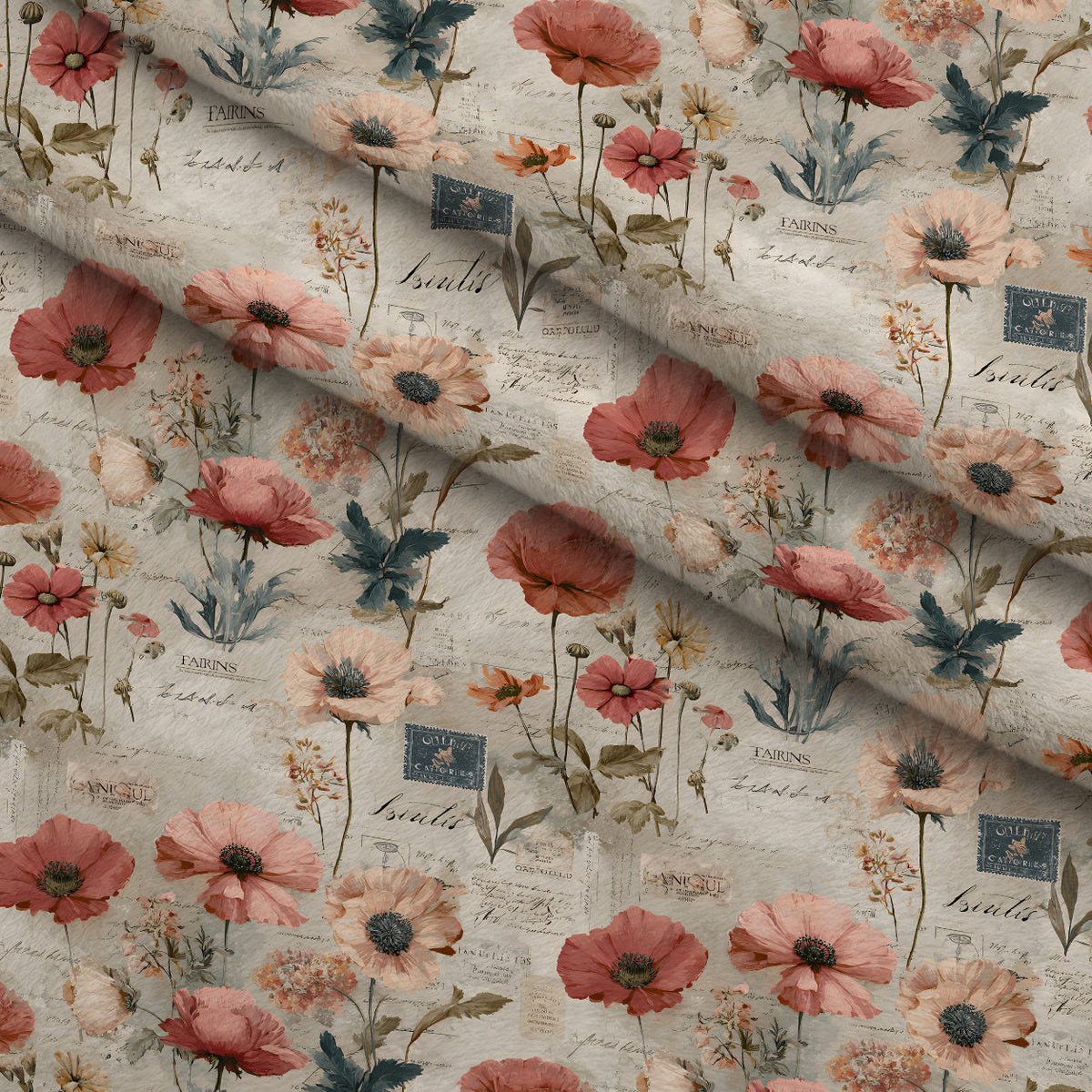 Postmarked Blooms Pattern 6 Minky Fabric