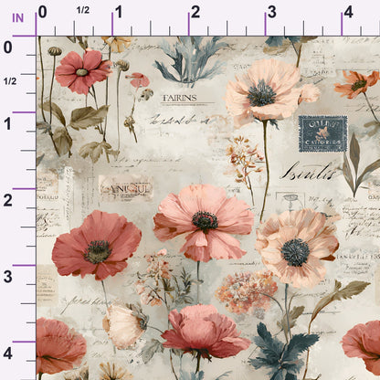 Postmarked Blooms Pattern 6 Minky Fabric