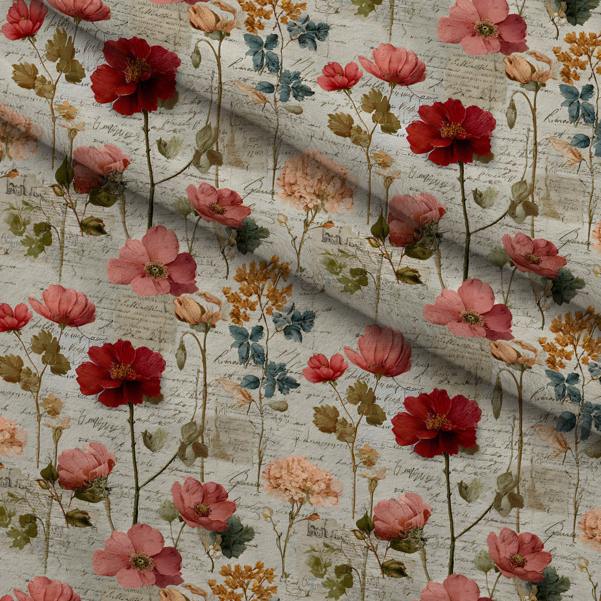 Postmarked Blooms Pattern 7 Minky Fabric