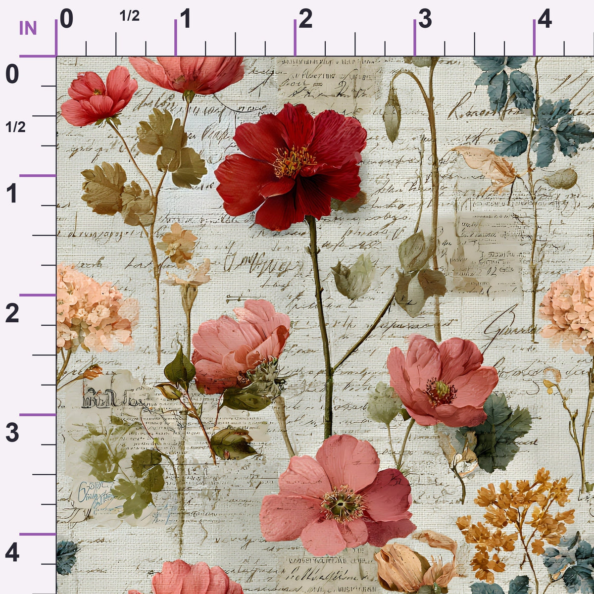 Postmarked Blooms Pattern 7 Minky Fabric
