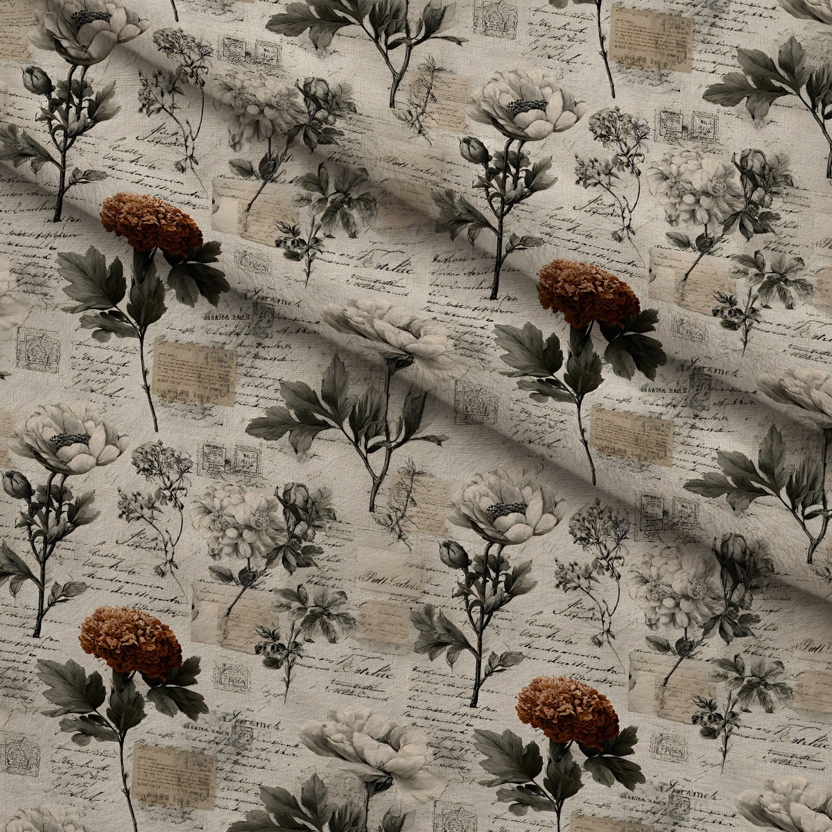 Postmarked Blooms Pattern 8 Minky Fabric