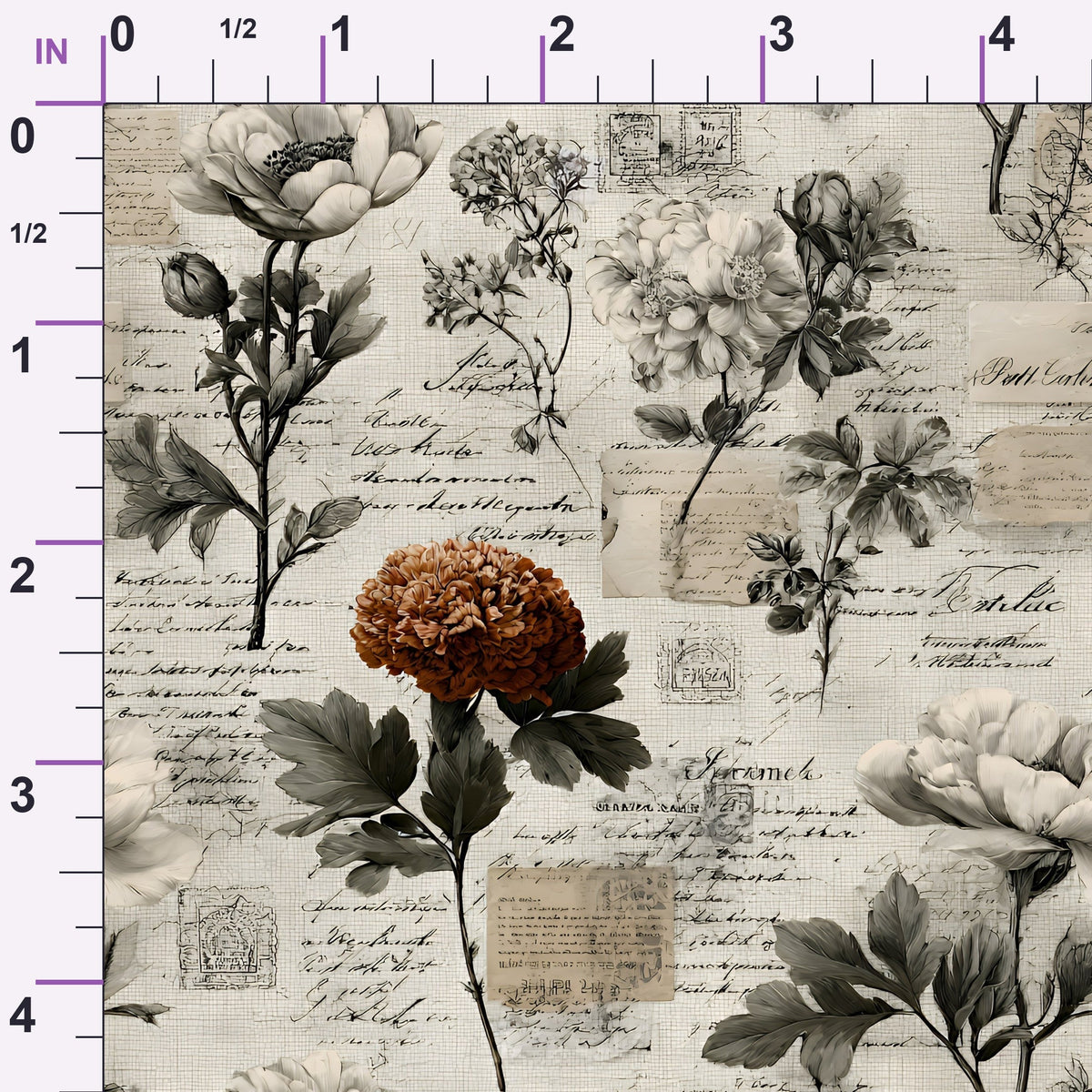 Postmarked Blooms Pattern 8 Minky Fabric