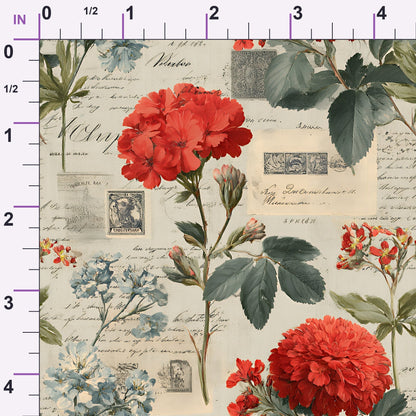 Postmarked Blooms Pattern 9 Minky Fabric