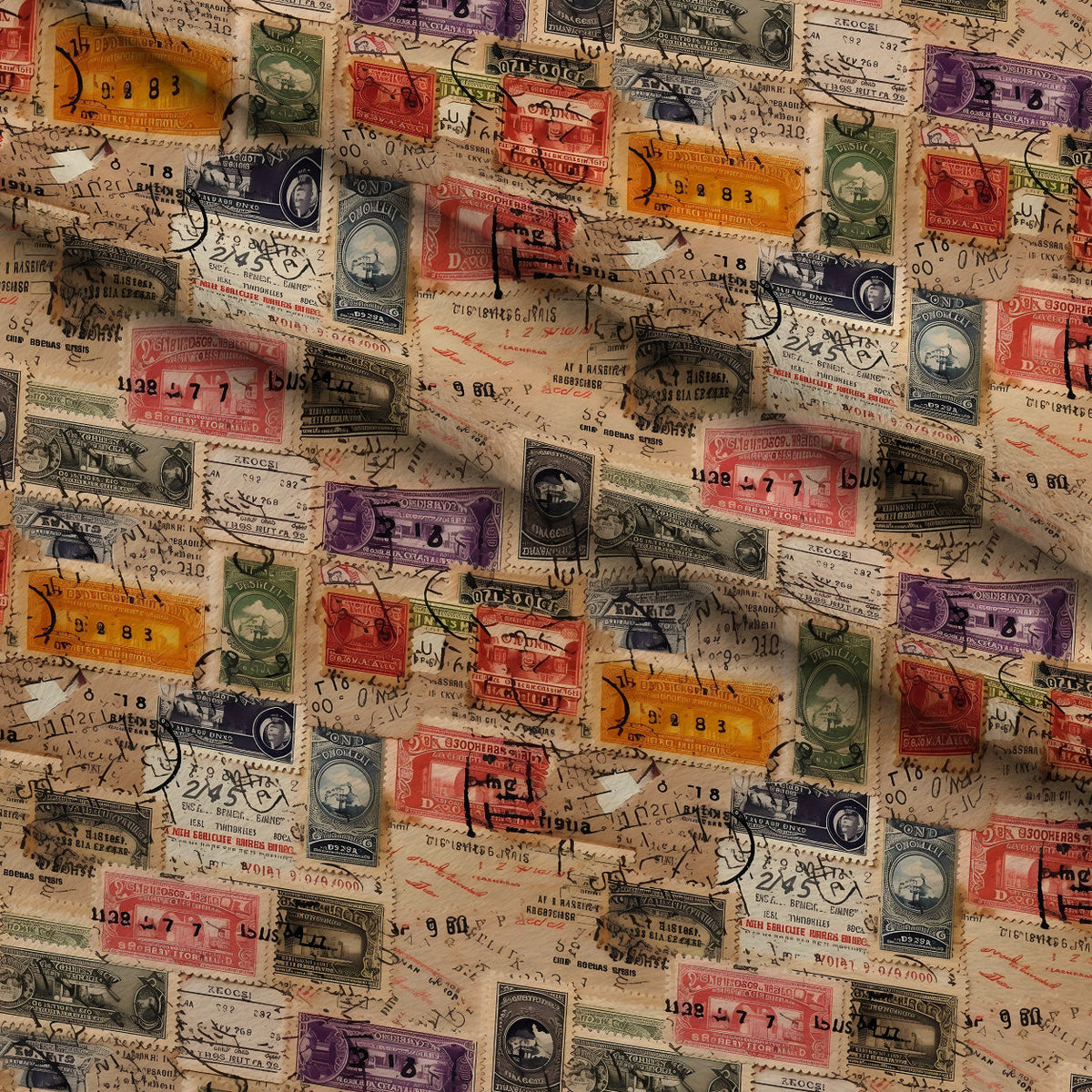 Postmarked Journeys Pattern 3 Minky Fabric