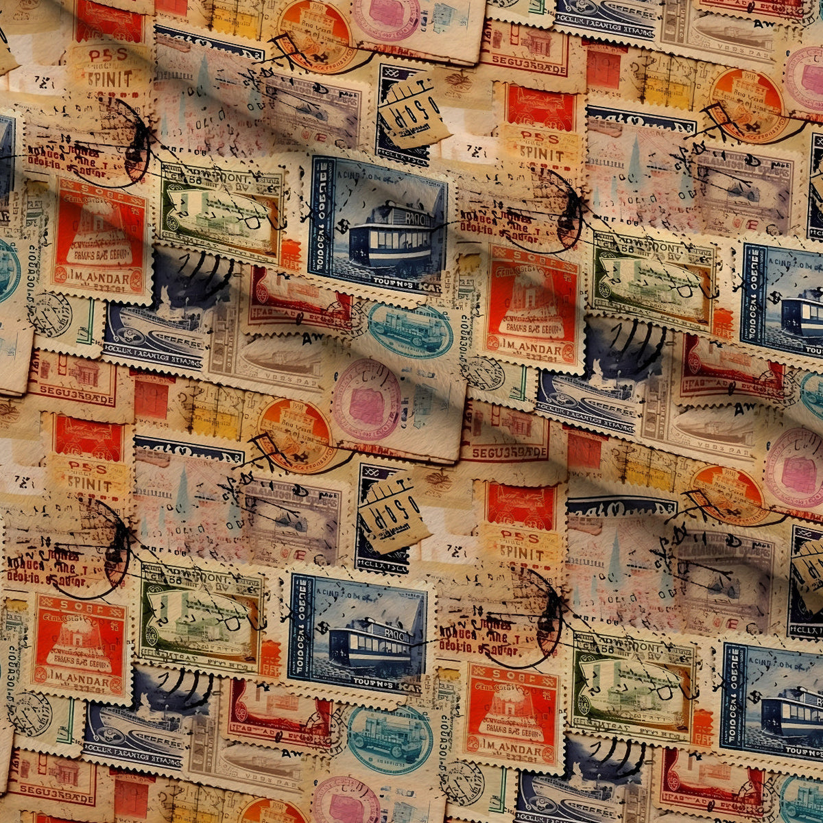 Postmarked Journeys Pattern 4 Minky Fabric