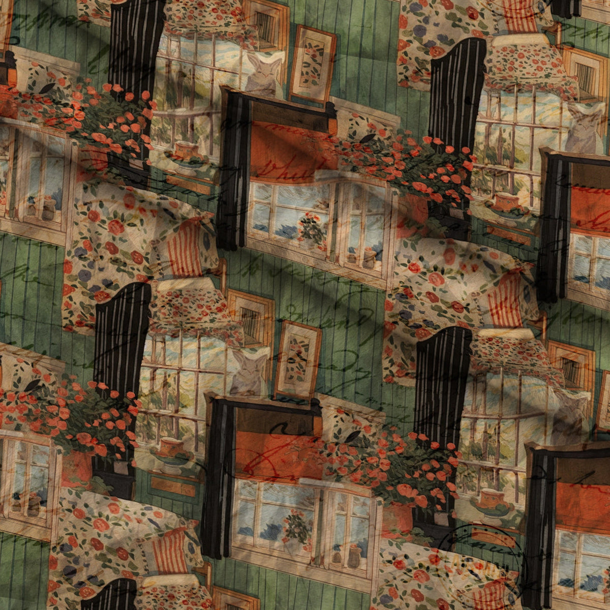 Postmarked Parlor Pattern 3 Minky Fabric