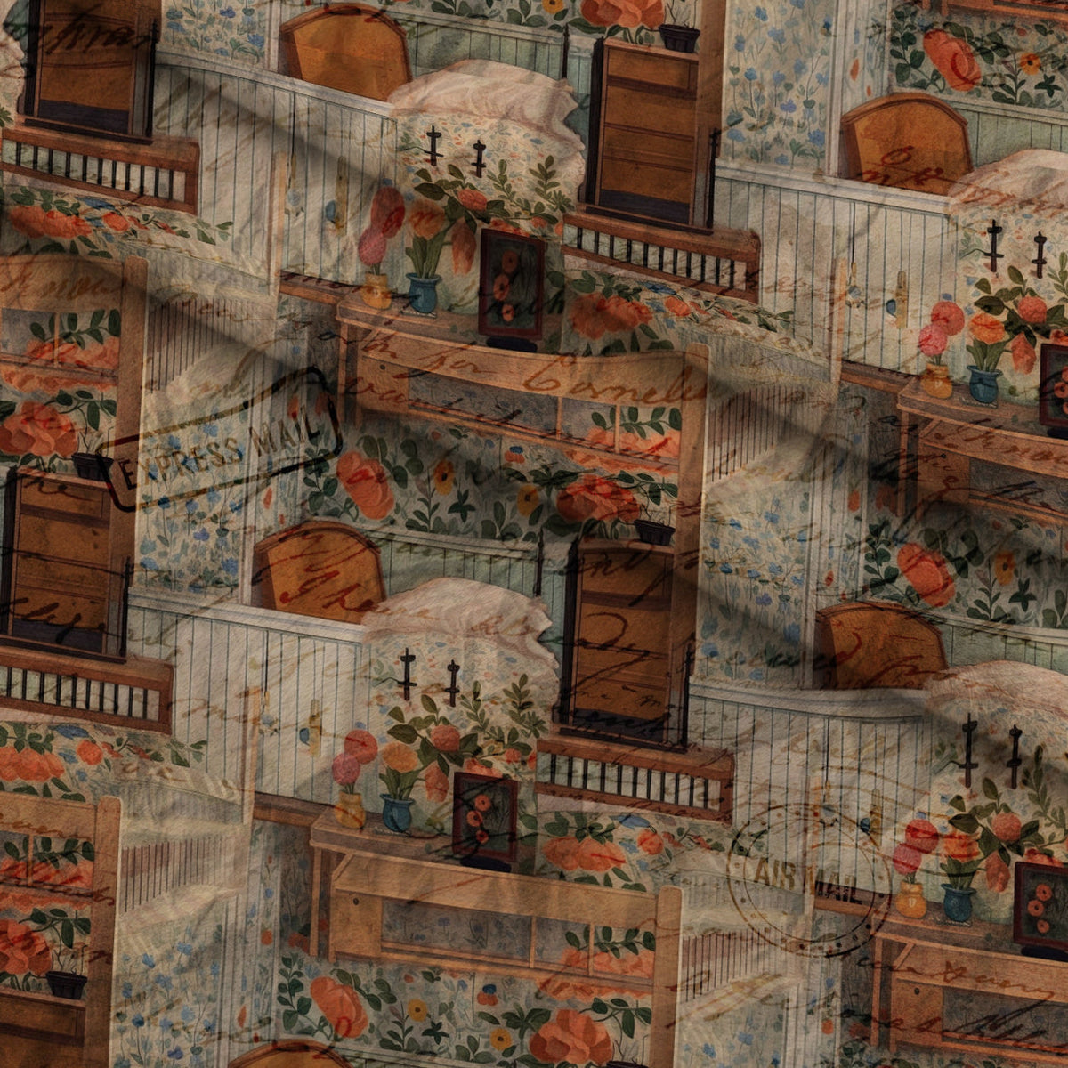 Postmarked Parlor Pattern 6 Minky Fabric