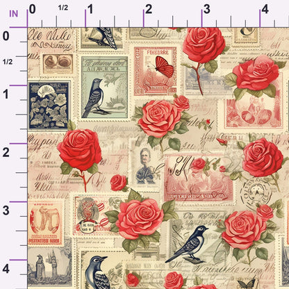 Postmarked Roses Pattern 1 Minky Fabric