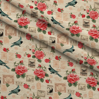 Postmarked Roses Pattern 10 Minky Fabric