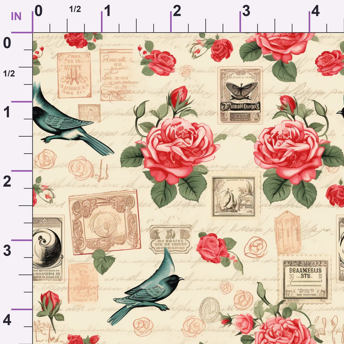 Postmarked Roses Pattern 10 Minky Fabric