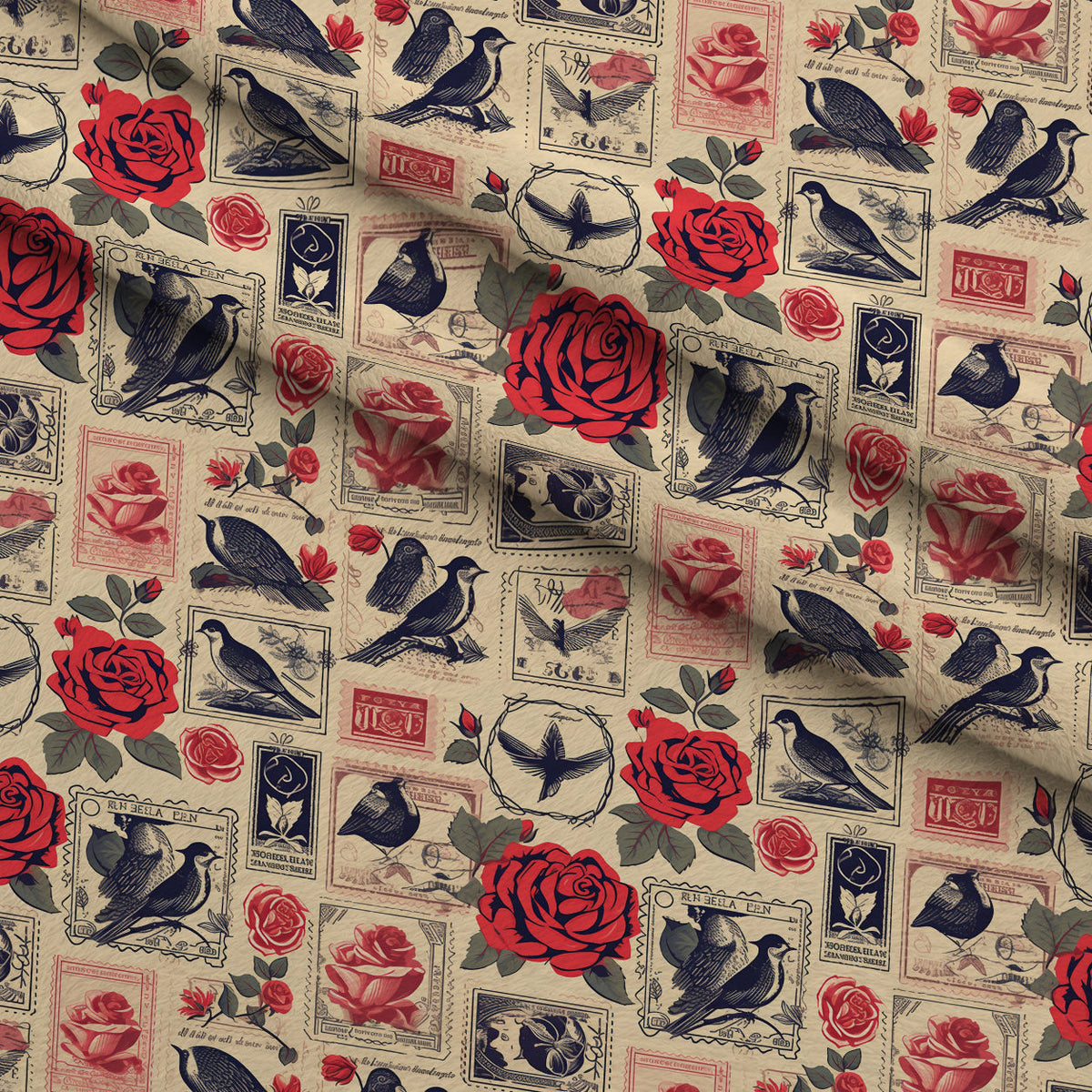 Postmarked Roses Pattern 11 Minky Fabric