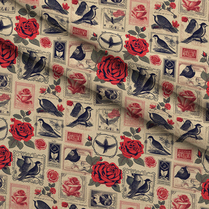 Postmarked Roses Pattern 11 Minky Fabric
