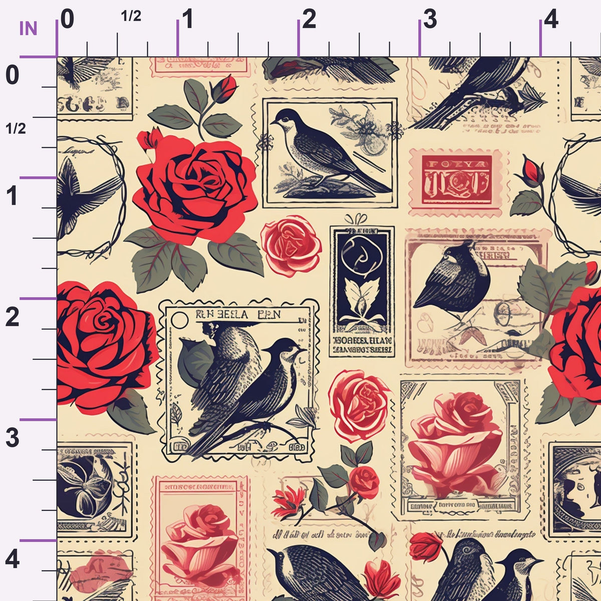 Postmarked Roses Pattern 11 Minky Fabric