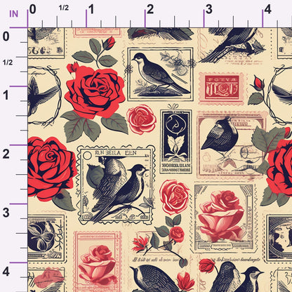 Postmarked Roses Pattern 11 Minky Fabric