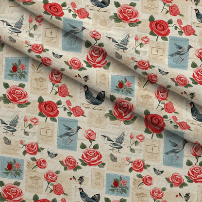 Postmarked Roses Pattern 12 Minky Fabric