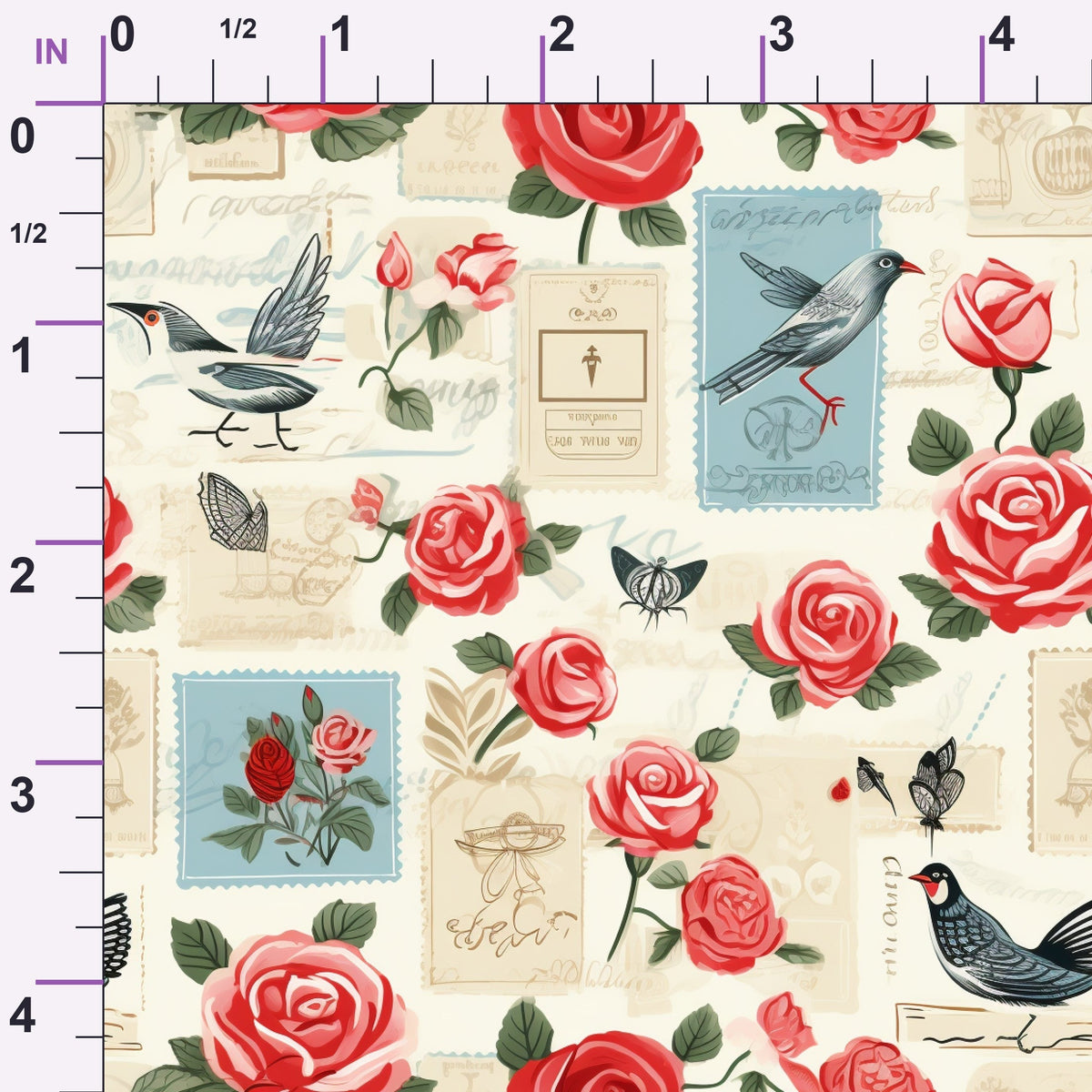 Postmarked Roses Pattern 12 Minky Fabric