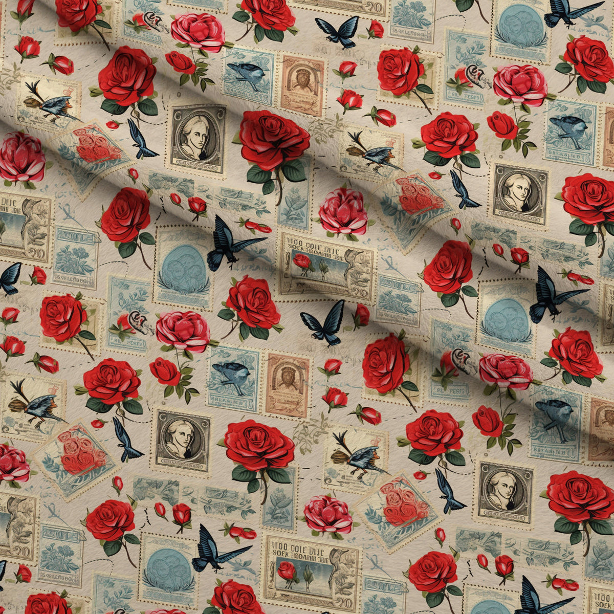 Postmarked Roses Pattern 13 Minky Fabric
