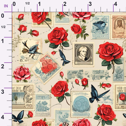 Postmarked Roses Pattern 13 Minky Fabric