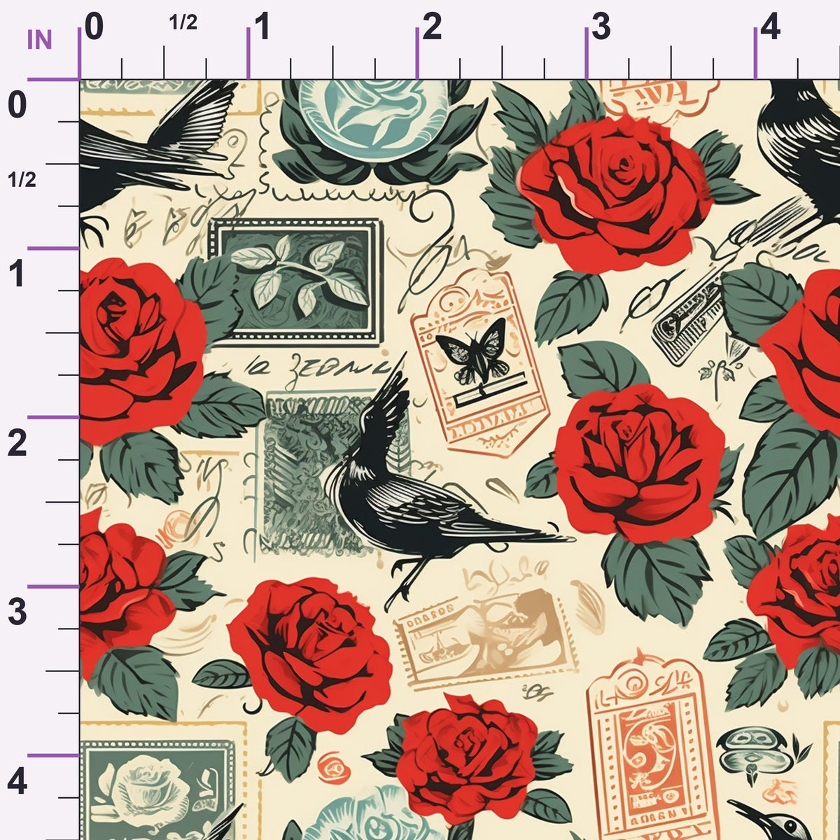 Postmarked Roses Pattern 5 Minky Fabric