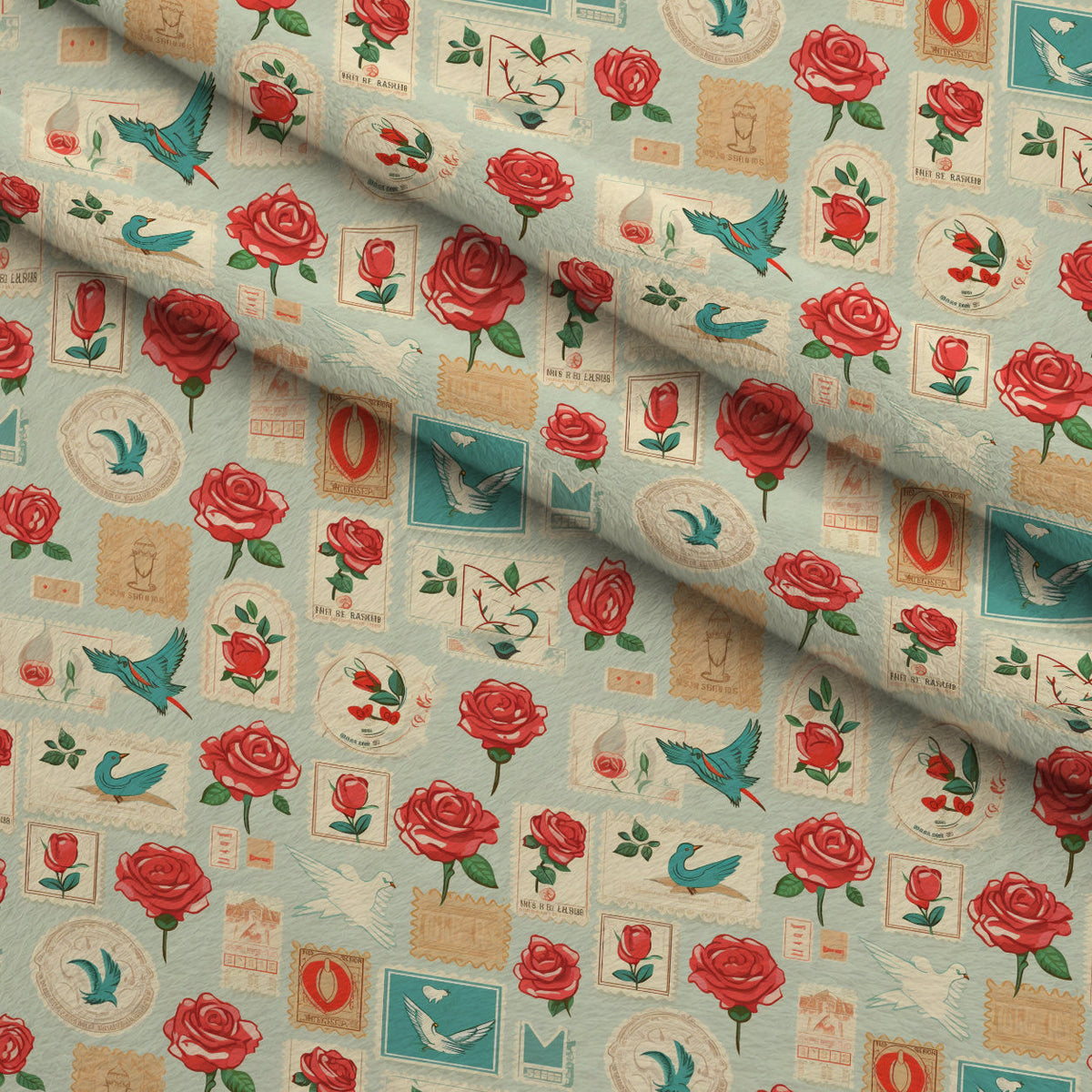 Postmarked Roses Pattern 7 Minky Fabric