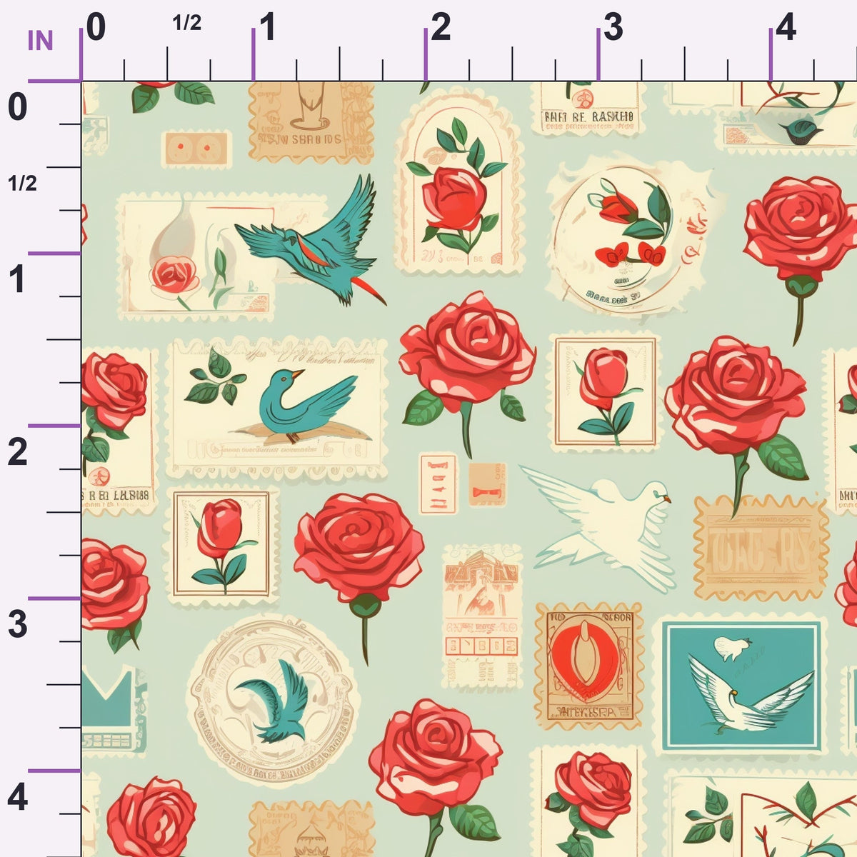 Postmarked Roses Pattern 7 Minky Fabric