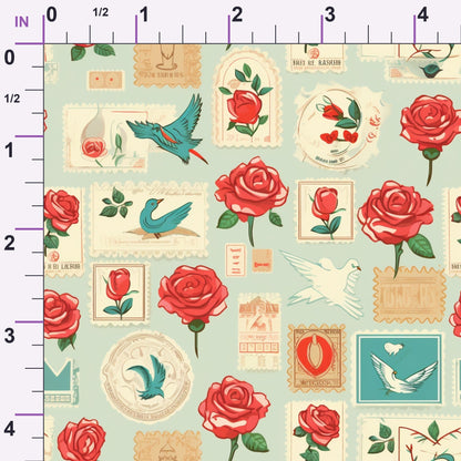Postmarked Roses Pattern 7 Minky Fabric