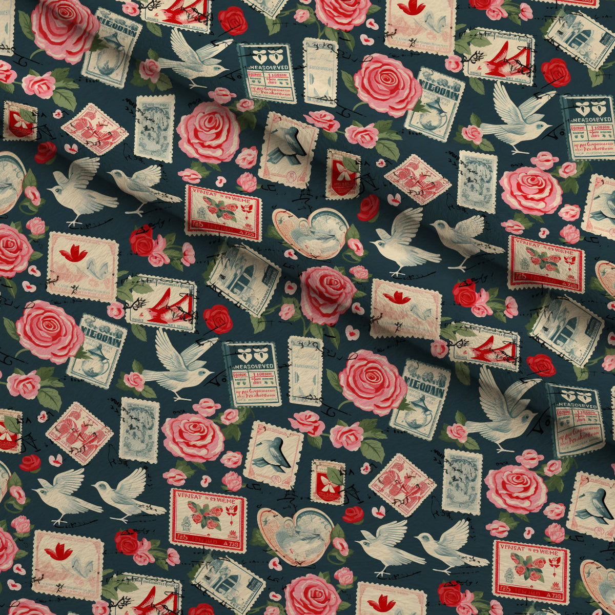 Postmarked Roses Pattern 8 Minky Fabric