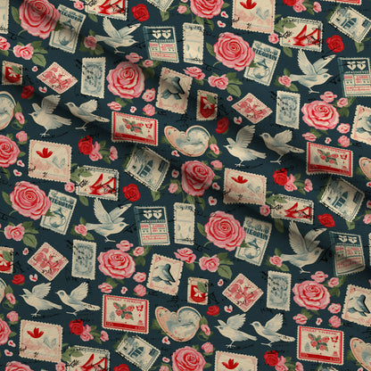 Postmarked Roses Pattern 8 Minky Fabric