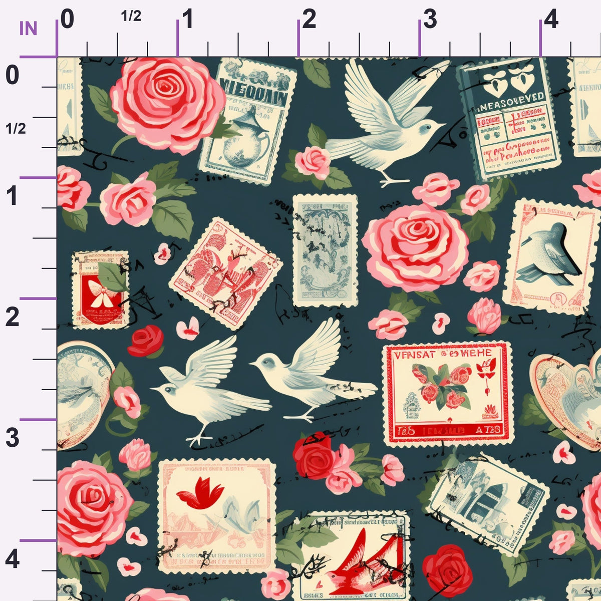 Postmarked Roses Pattern 8 Minky Fabric