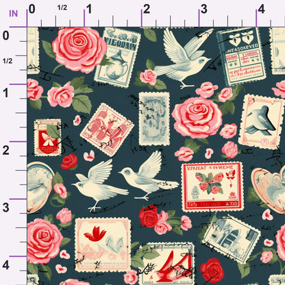 Postmarked Roses Pattern 8 Minky Fabric