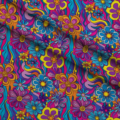 Psychedelic Petals Pattern 3 Minky Fabric