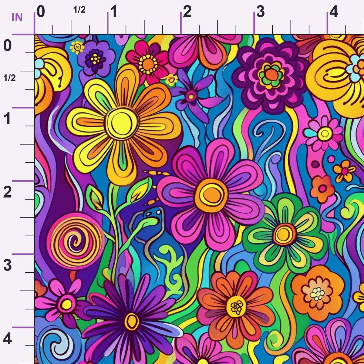 Psychedelic Petals Pattern 5 Minky Fabric