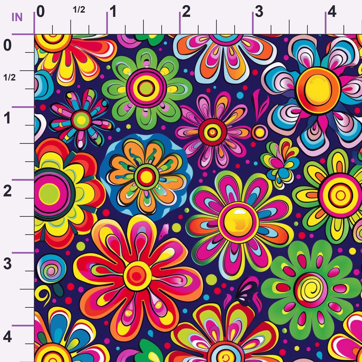 Psychedelic Petals Pattern 7 Minky Fabric