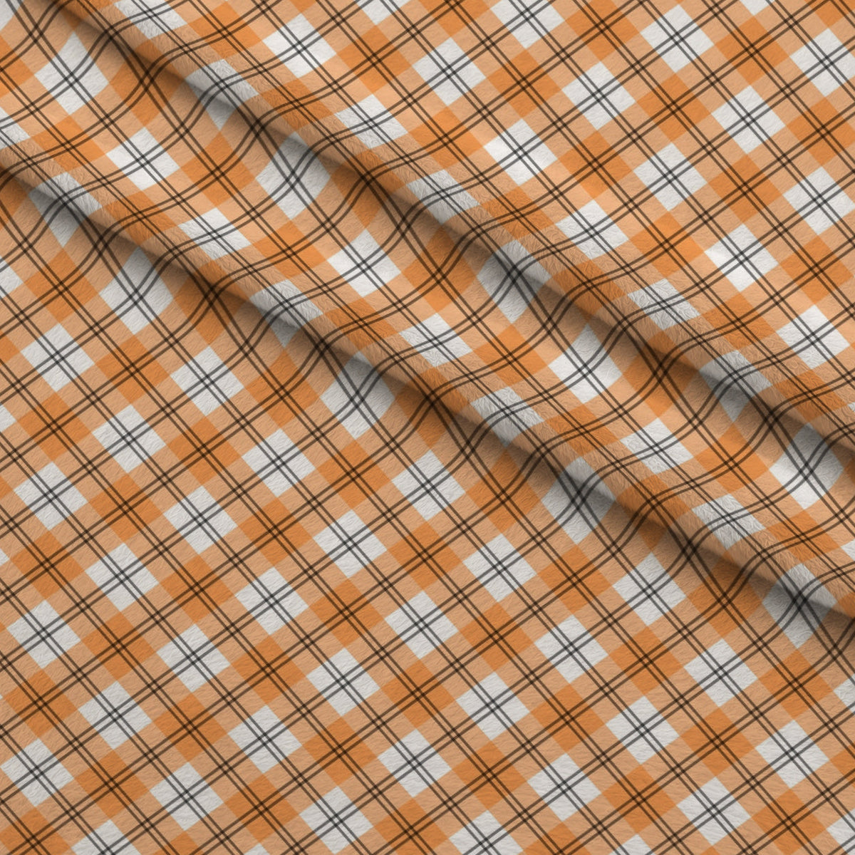 Pumpkin Gingham Pattern 17 Minky Fabric
