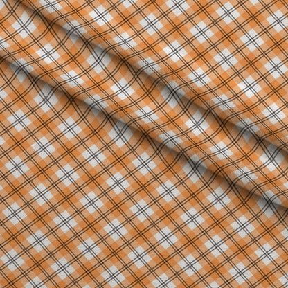 Pumpkin Gingham Pattern 17 Minky Fabric