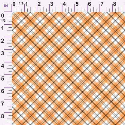 Pumpkin Gingham Pattern 17 Minky Fabric