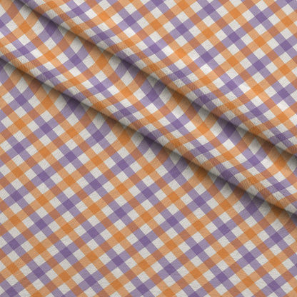 Pumpkin Gingham Pattern 2 Minky Fabric