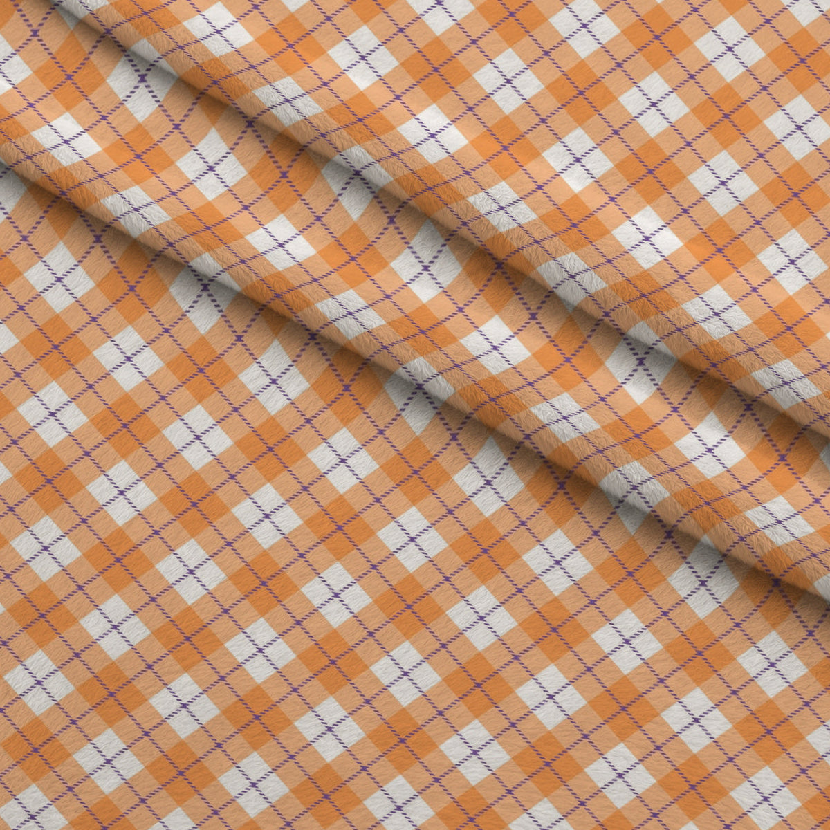Pumpkin Gingham Pattern 20 Minky Fabric