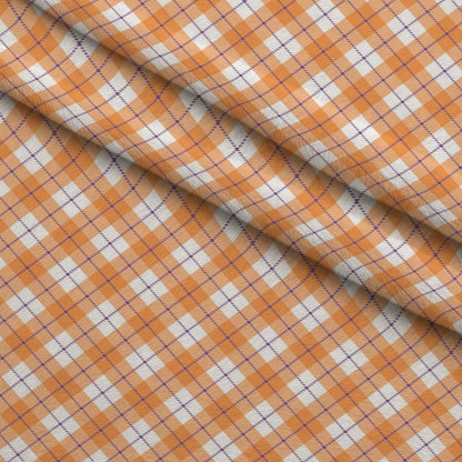 Pumpkin Gingham Pattern 20 Minky Fabric