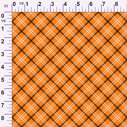 Pumpkin Gingham Pattern 4 Minky Fabric