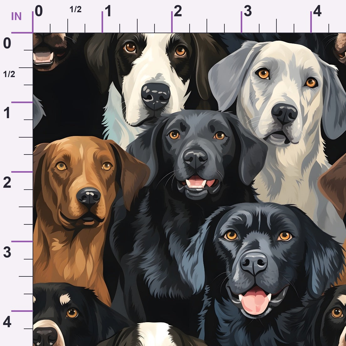Puppy Portraits Pattern 1 Minky Fabric