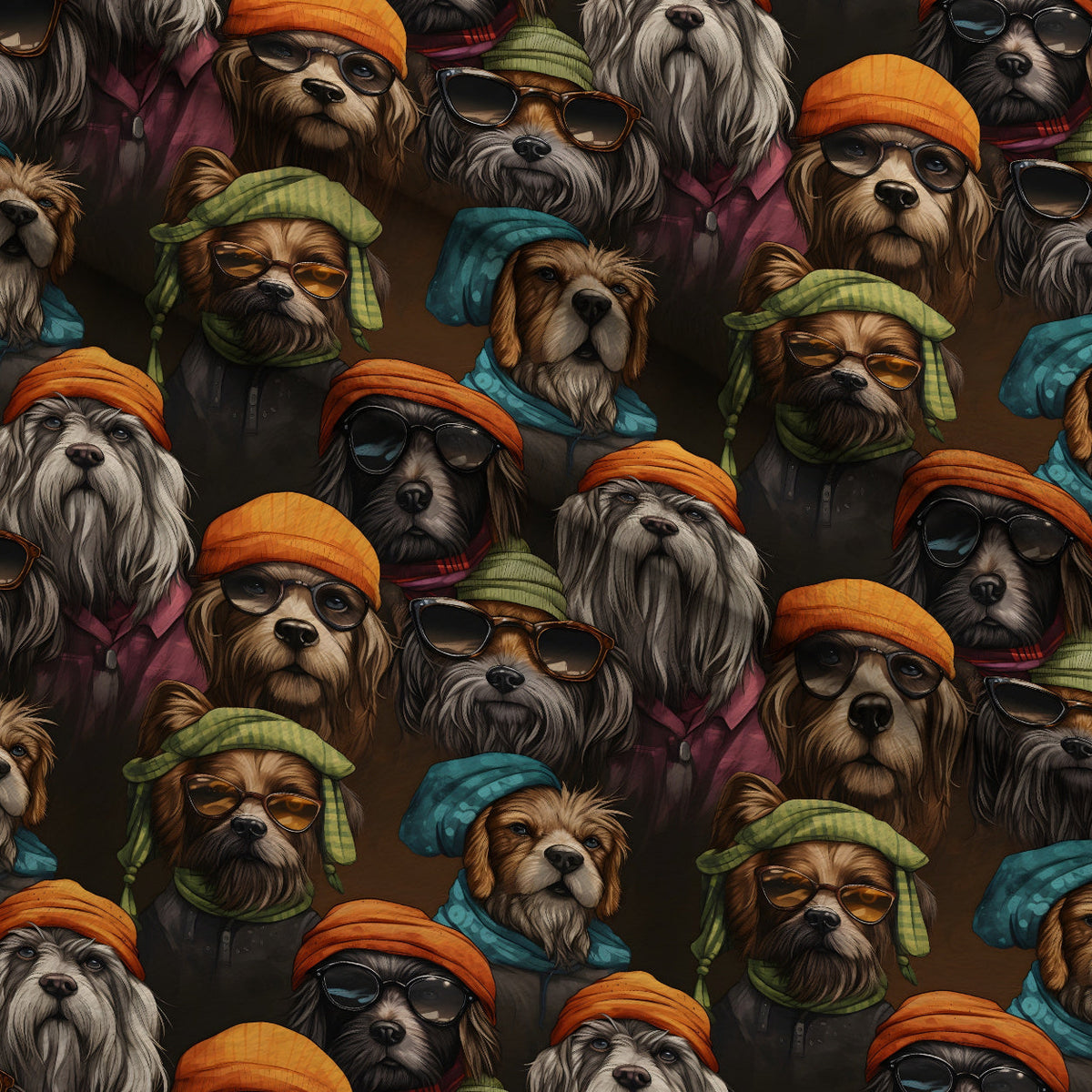 Puppy Portraits Pattern 4 Minky Fabric