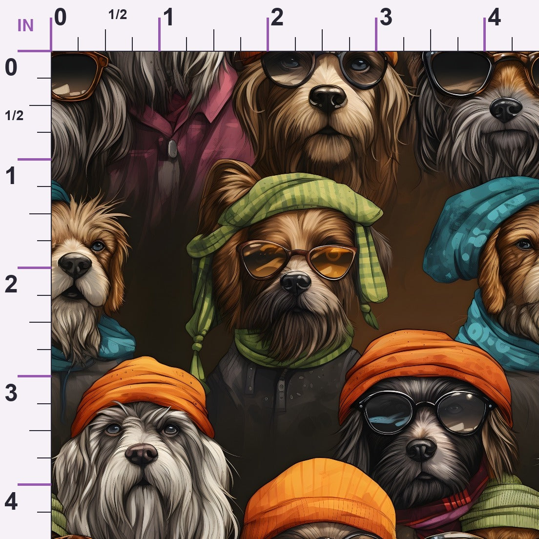 Puppy Portraits Pattern 4 Minky Fabric