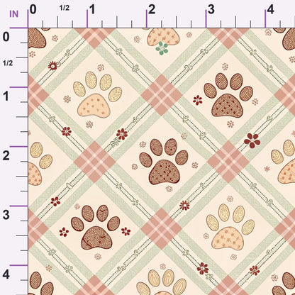 Puppy Prints Pattern 15 Minky Fabric