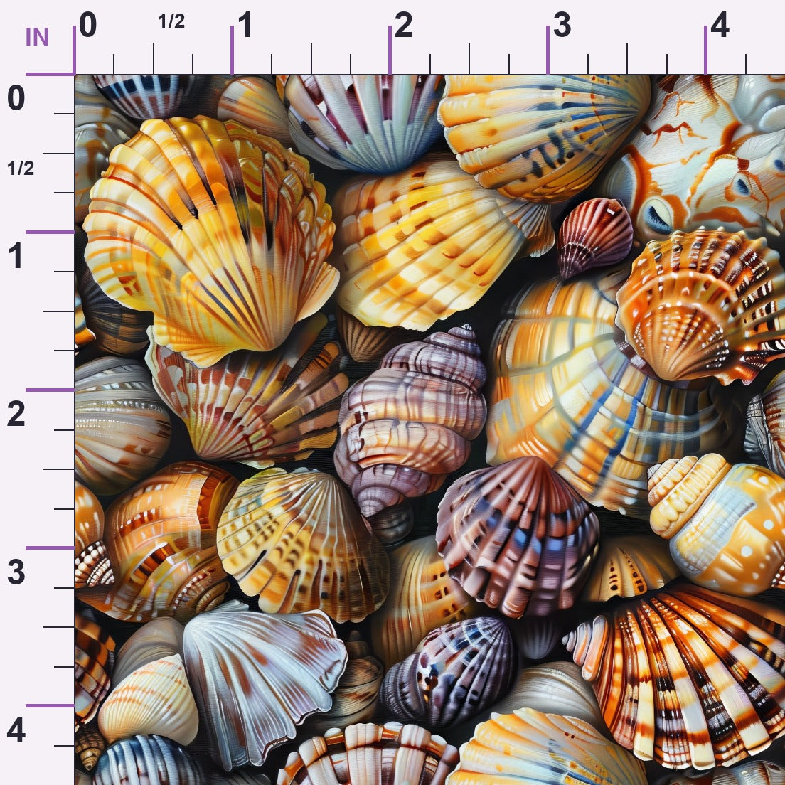 Realistic Sea Shells Minky Fabric