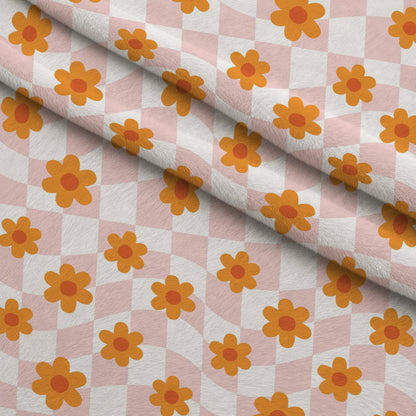 Retro Daisy Checkers Pattern 13 Minky Fabric